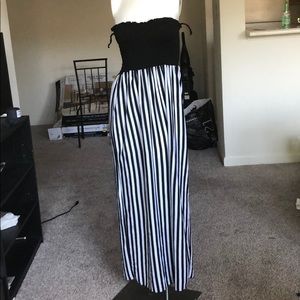 Long black and white sundress